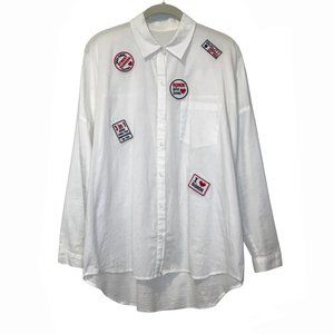 White Shirt with Patches Size L